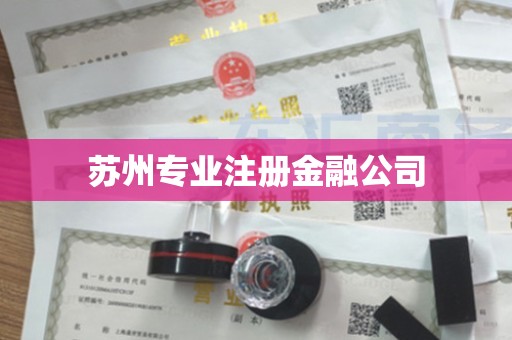 苏州专业注册金融公司